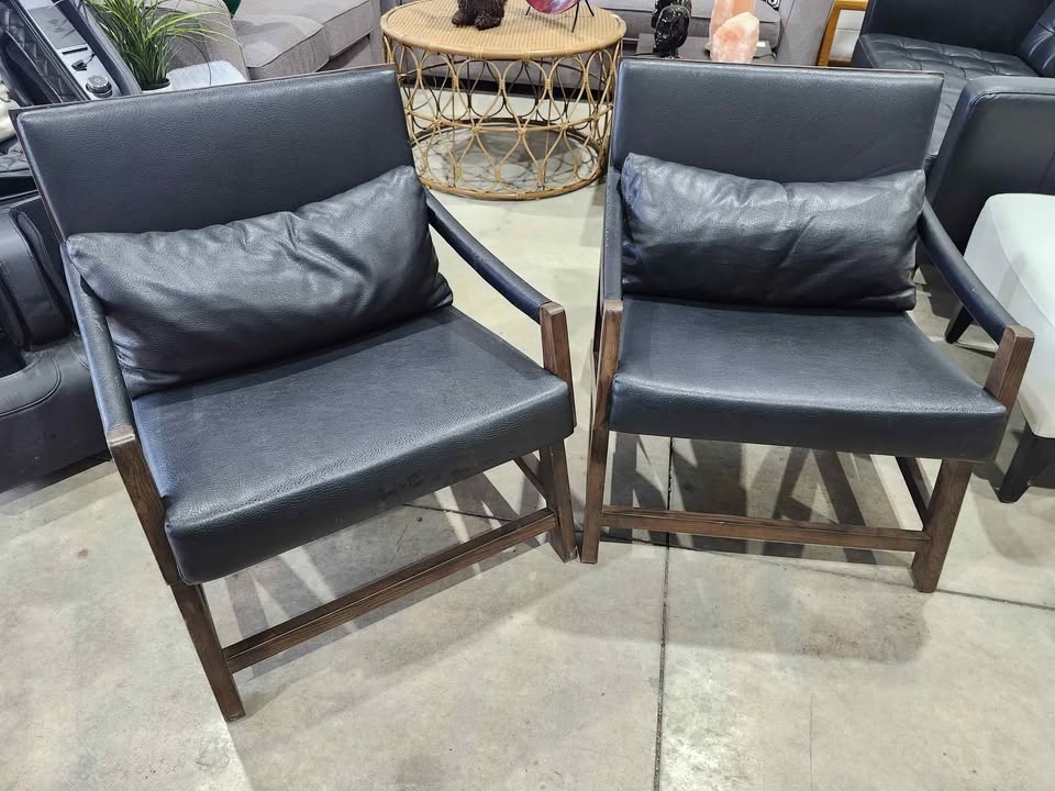 Structube Kanji Pleather/Wooden Vintage Armchair - 2 Available