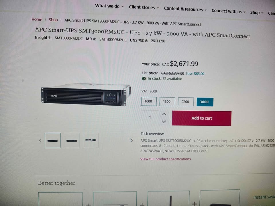 APC Smart UPS 3000 208V - 3 Available