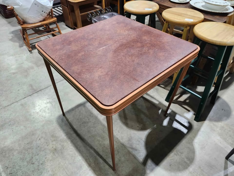 Vintage Folding Steel/Cushioned Card Table