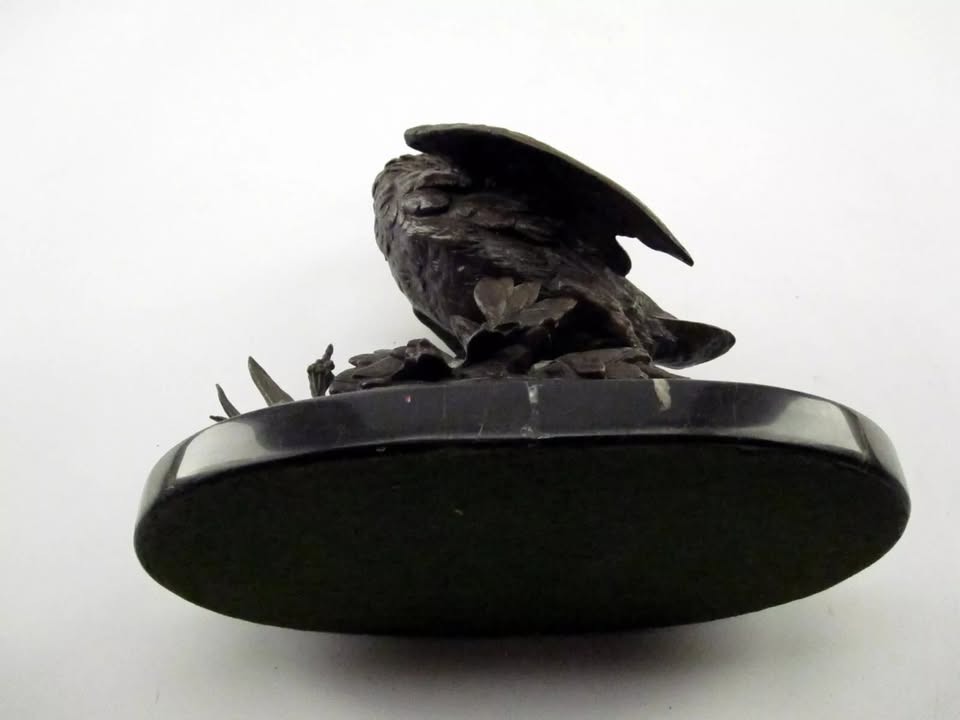 Antique Delabrierre Bronze Bird Statue on Stone Base