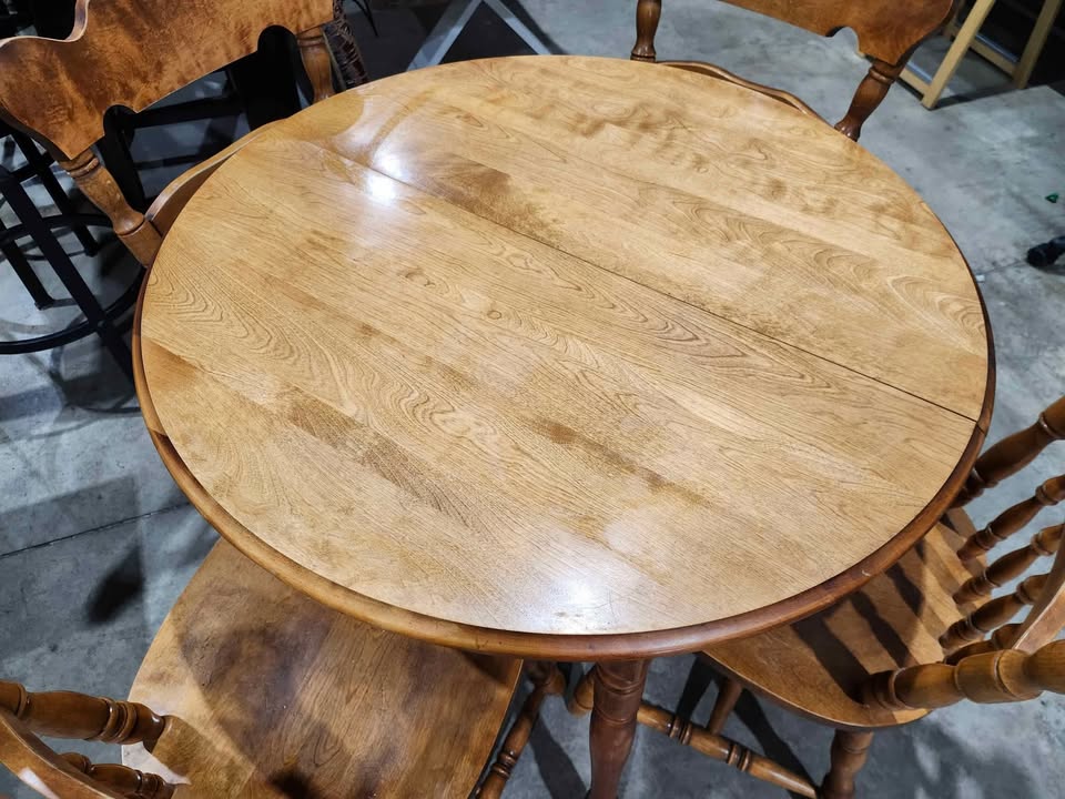Solid Wooden Round Dining Table & 4 Chairs