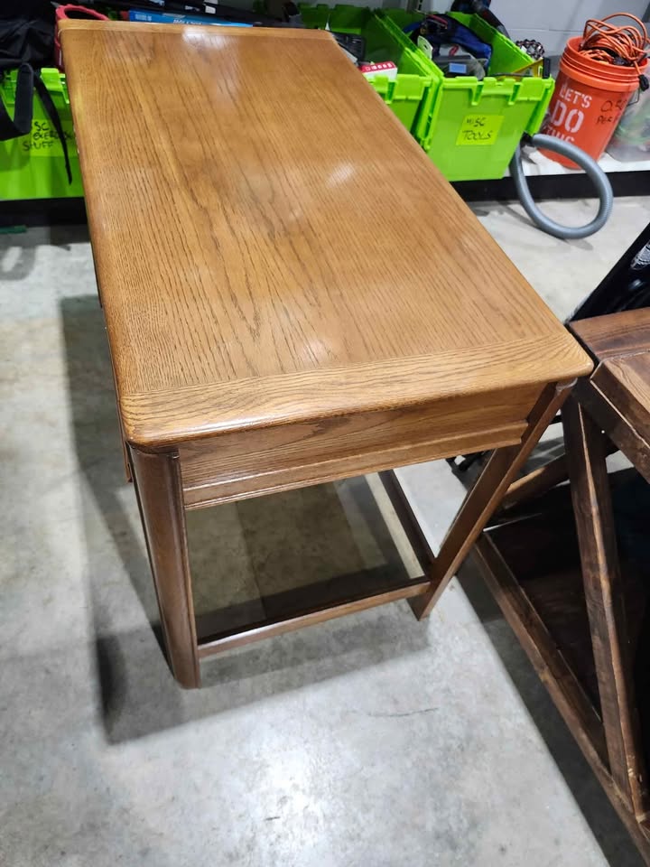 Vintage Wooden Writing Desk with Glass Shelf - Huppé by Victoriaville