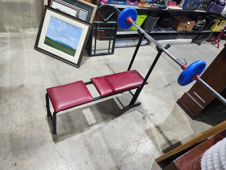 Vintage Steel Bench + Bar
