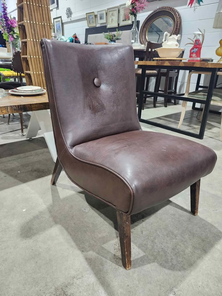 Brown Leather Occasional Chair