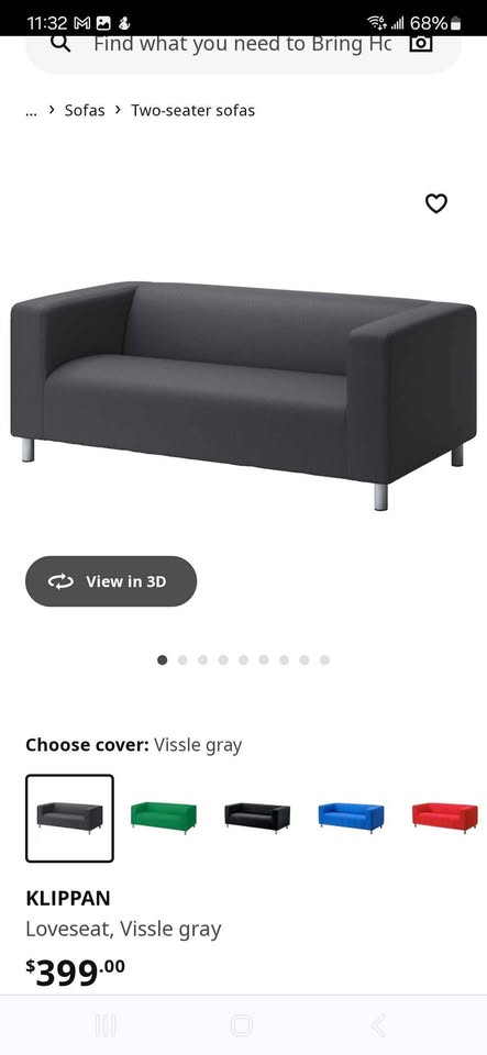 Ikea KLIPPAN Loveseat - Gray