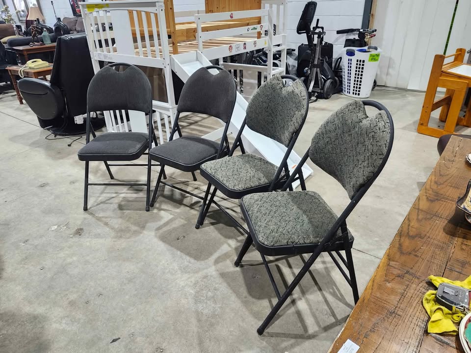 Fabric/Steel Folding Chairs - 4 Available