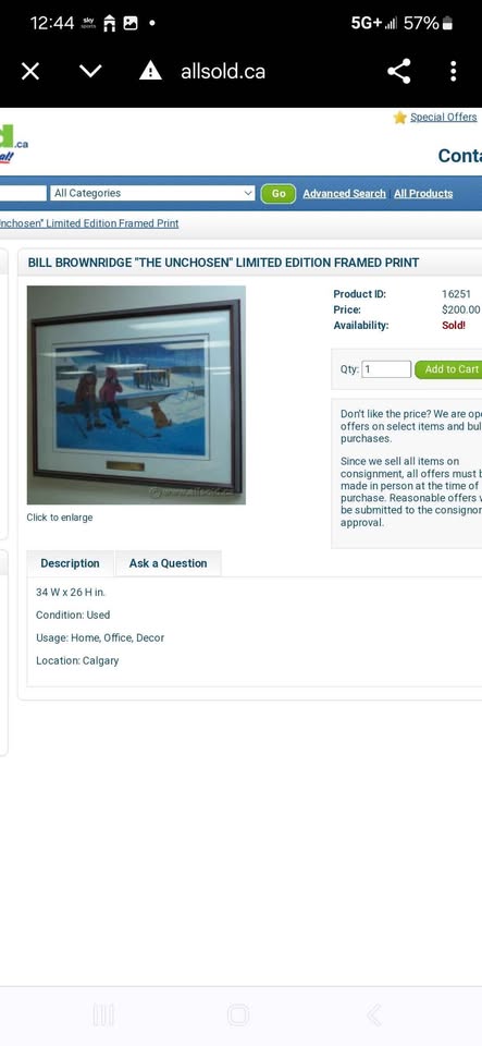 Bill Brownridge "The Unchosen" limited Edition Framed Print 46/80