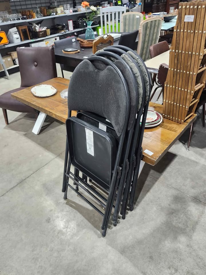 Fabric/Steel Folding Chairs - 4 Available