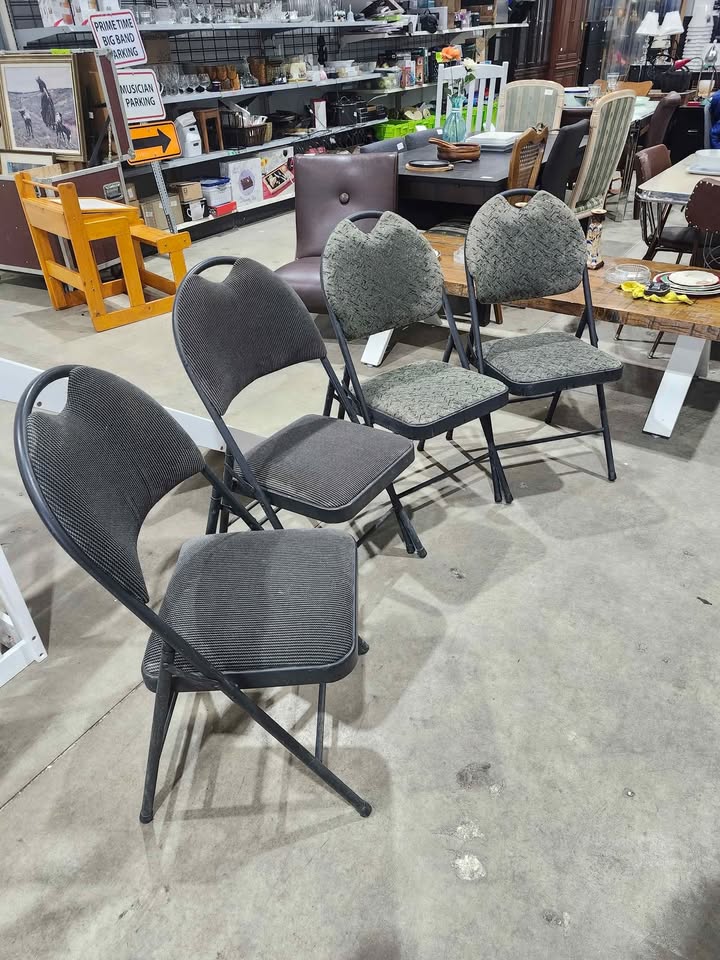 Fabric/Steel Folding Chairs - 4 Available
