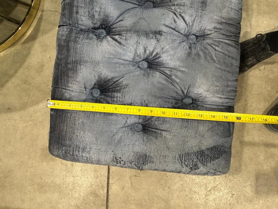 Vintage Style Blue Velvet Bench