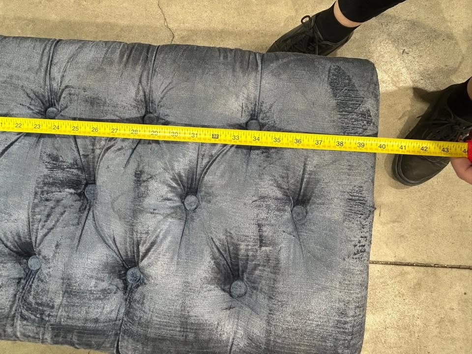 Vintage Style Blue Velvet Bench