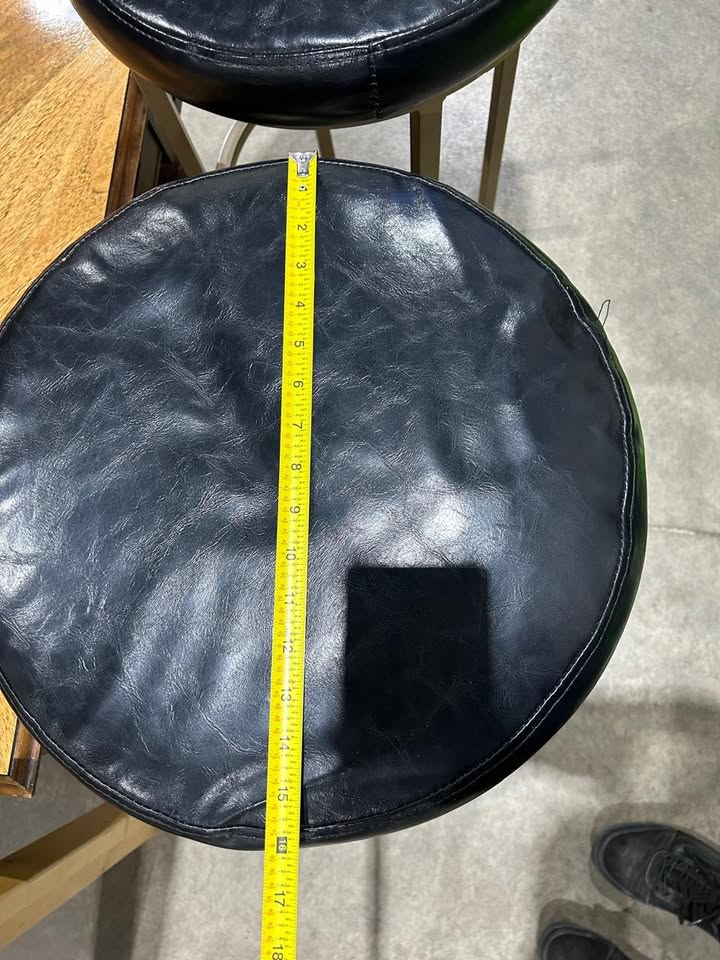 Faux Lether Black Stools - Metal Legs - 2 Available