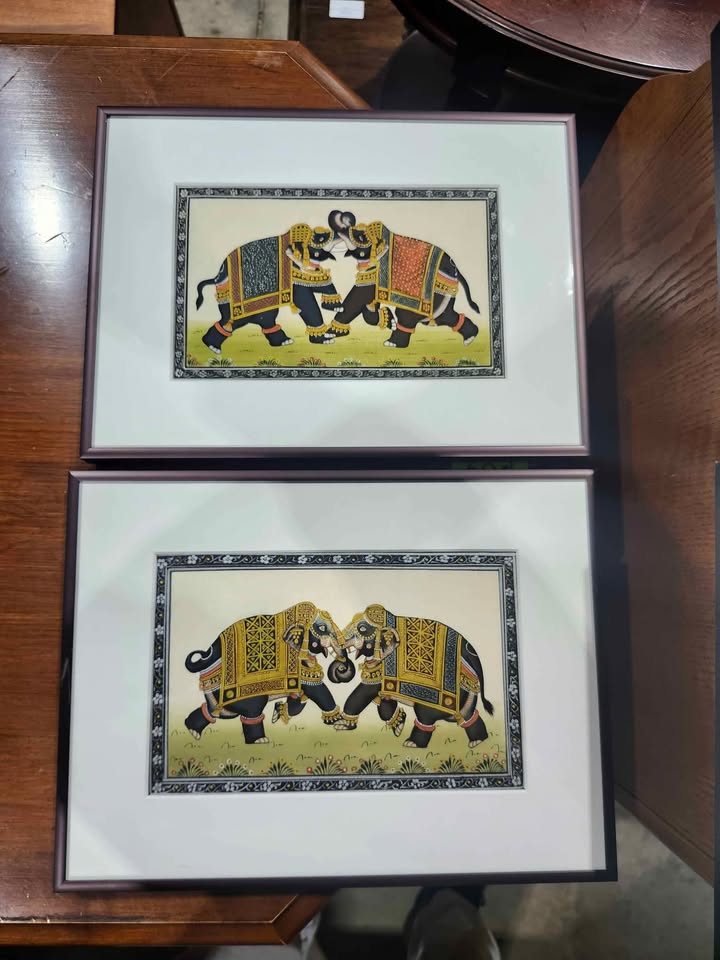 Framed Decorated Elephant Art - 4 Available