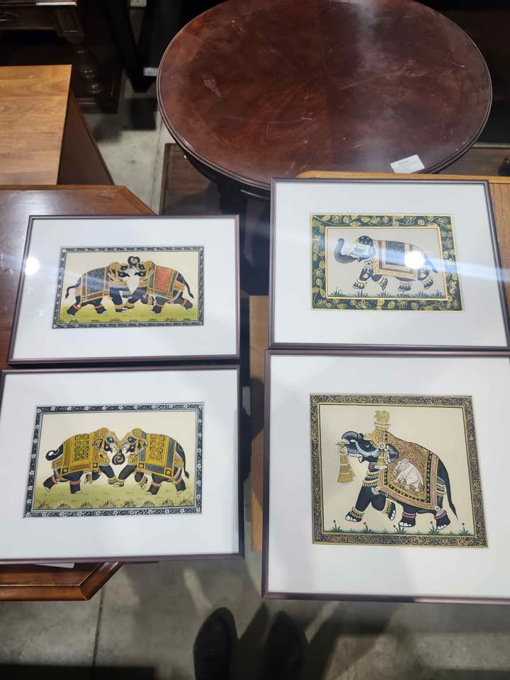 Framed Decorated Elephant Art - 4 Available