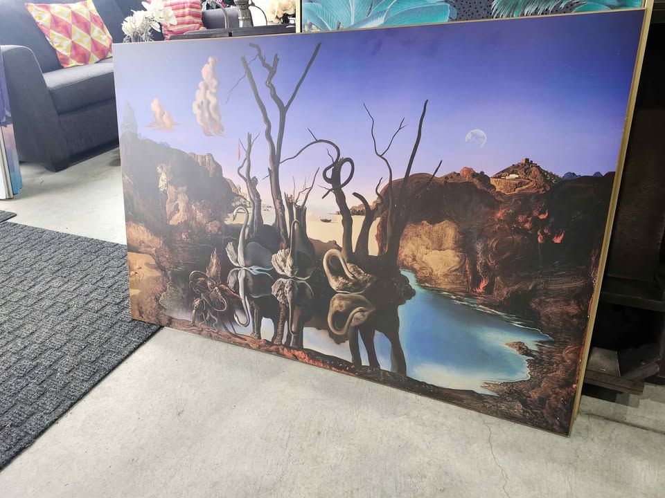 Salvador Dali Swans Reflecting Elephants Poster 1937 - Printed on Wood - 43x28"