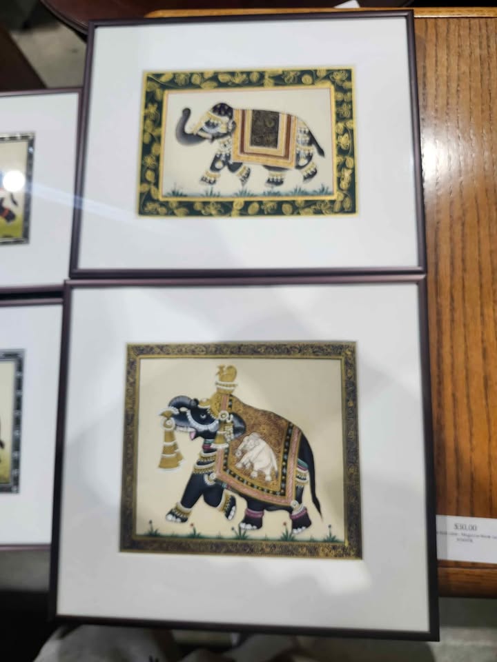 Framed Decorated Elephant Art - 4 Available