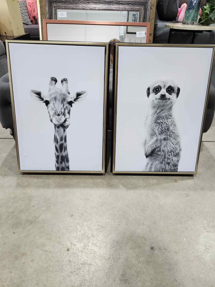 Black & White Animal Prints on Framed Canvas