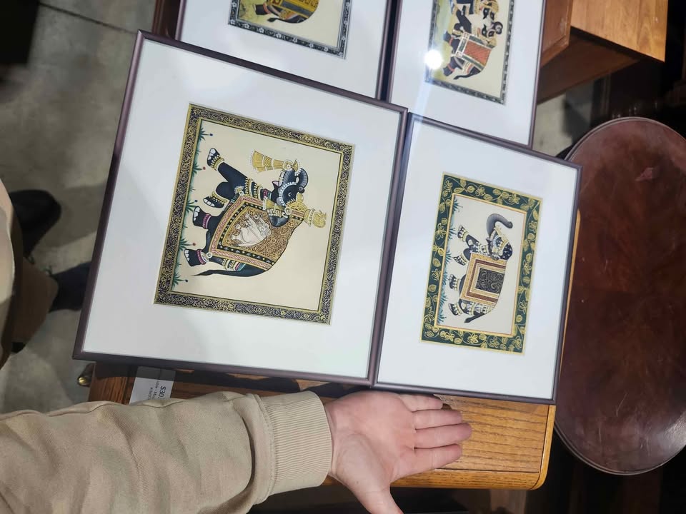 Framed Decorated Elephant Art - 4 Available