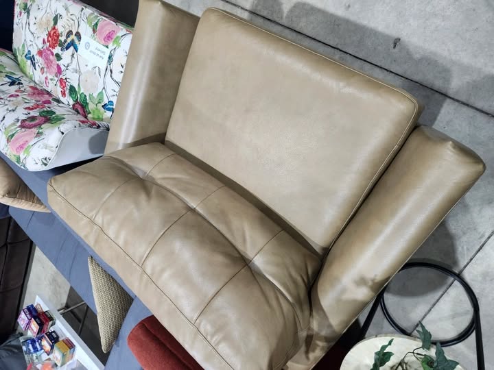 La-Z-Boy Beige Leather Chair & A Half