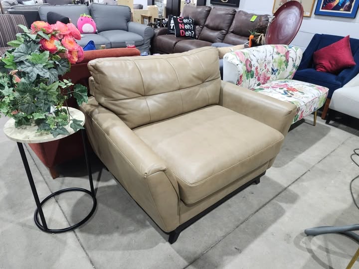 La-Z-Boy Beige Leather Chair & A Half