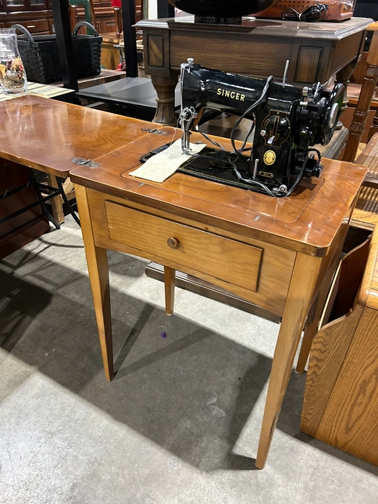 Vintage Singer Sewing Machine with Cabinet - untested