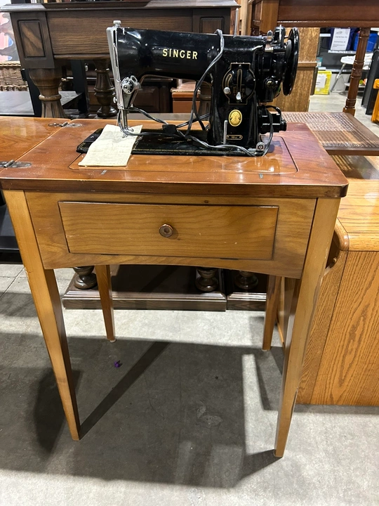Vintage Singer Sewing Machine with Cabinet - untested