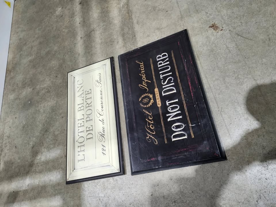 Set of Two Wooden Decorative Hotel Signs