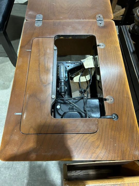 Vintage Singer Sewing Machine with Cabinet - untested