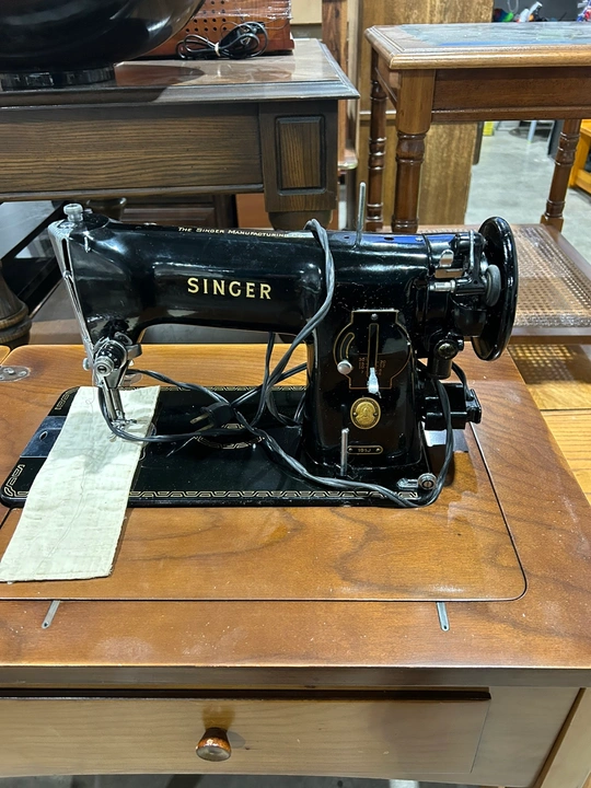 Vintage Singer Sewing Machine with Cabinet - untested