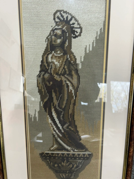 Framed Needlepoint of Religious Figure