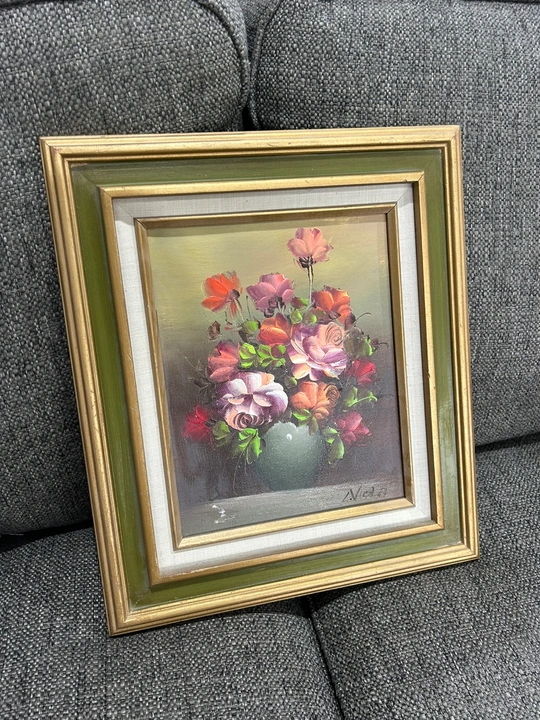 Framed Floral Oil Painting