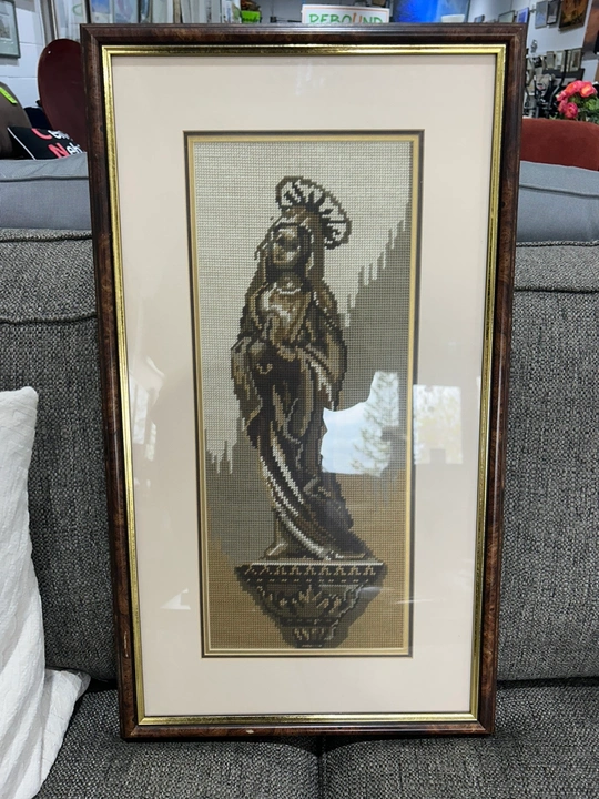 Framed Needlepoint of Religious Figure