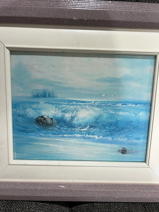 Framed Ocean Wave Painting