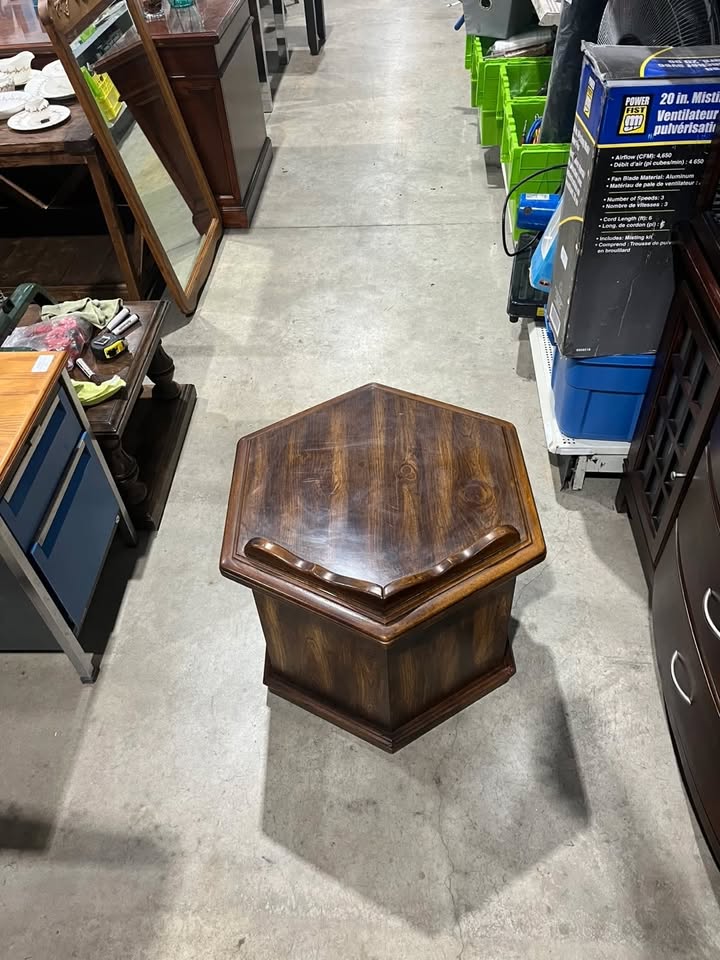 Vintage Hexagonal Wooden End Table
