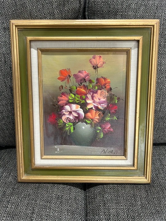 Framed Floral Oil Painting