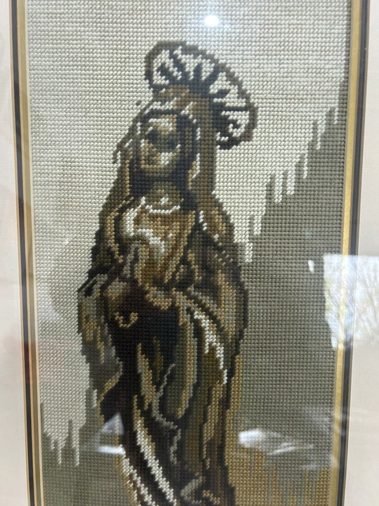 Framed Needlepoint of Religious Figure