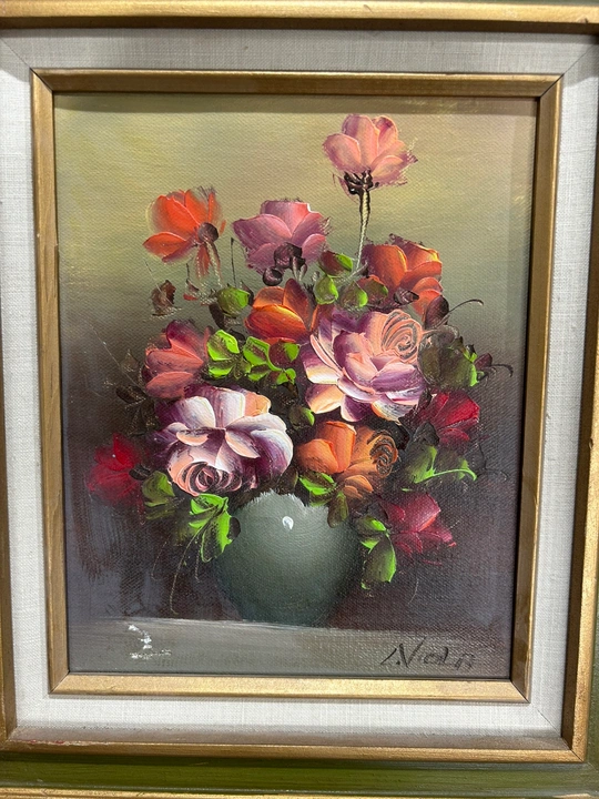 Framed Floral Oil Painting