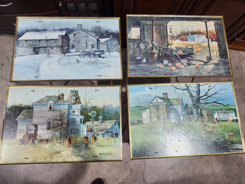 Vintage Frank M Hamilton Four-Piece Nesting TV Trays