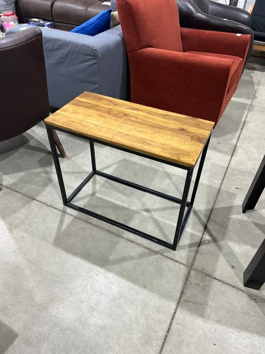 Industrial Style Side Table - Wood Top & Metal Frame