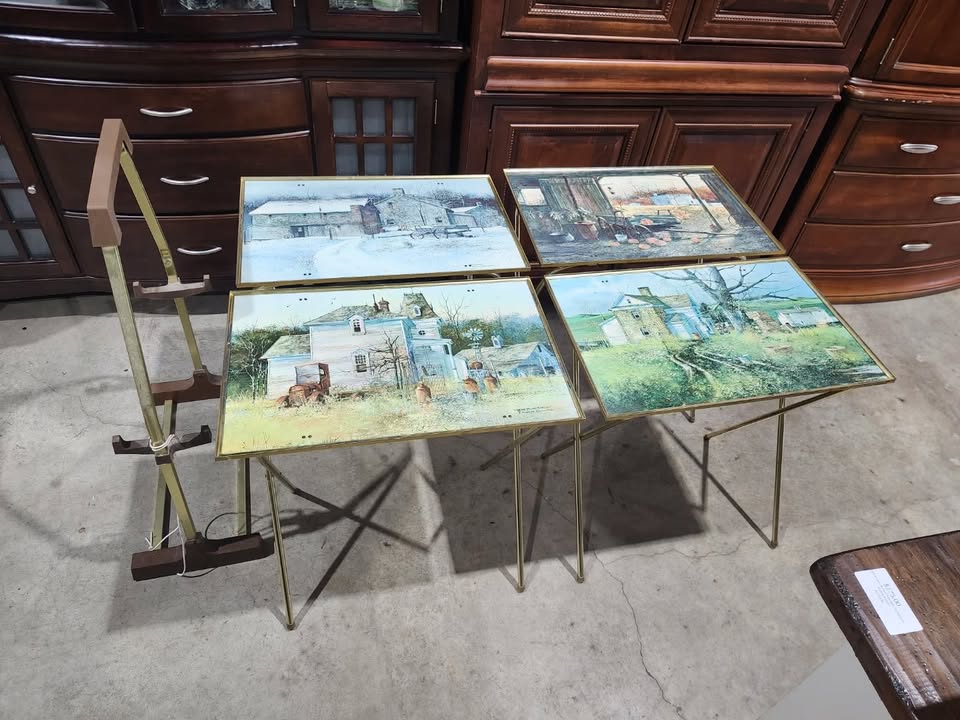 Vintage Frank M Hamilton Four-Piece Nesting TV Trays