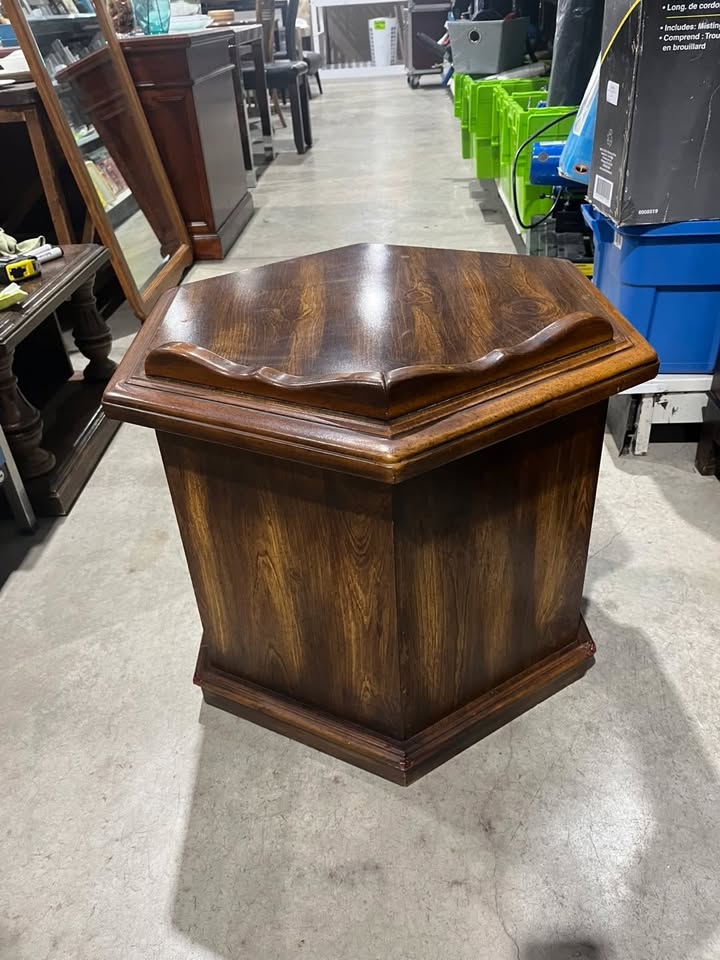 Vintage Hexagonal Wooden End Table