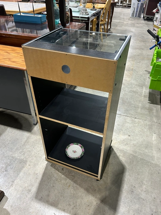 Black Glass Display Cabinet with Shelves