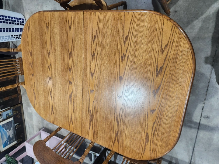 Oak Extendable Dining Table Set - 6 Chairs