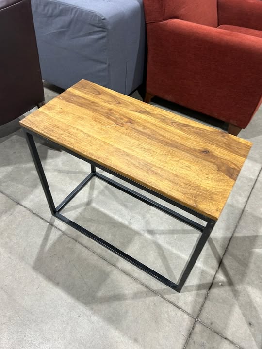 Industrial Style Side Table - Wood Top & Metal Frame