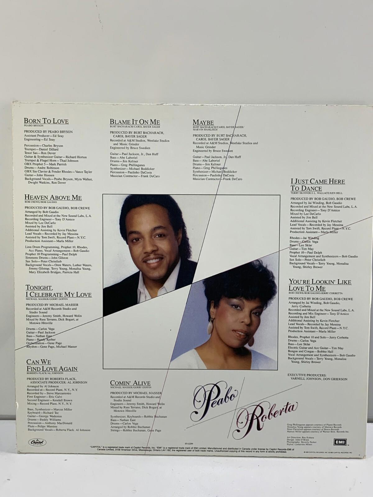 Peabo Bryson & Roberta Flack -Born To Love LP-33 Rpm vinyl LP Record Album