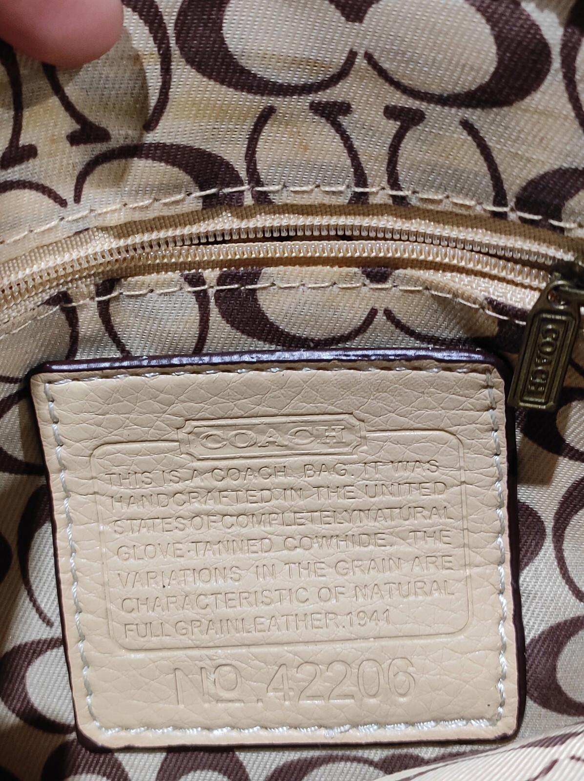 Coach Crossbody Purse Cream with blue and tan pattern