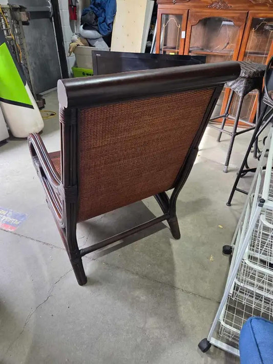 Vintage British Plantation Style Cane Lounge Chair