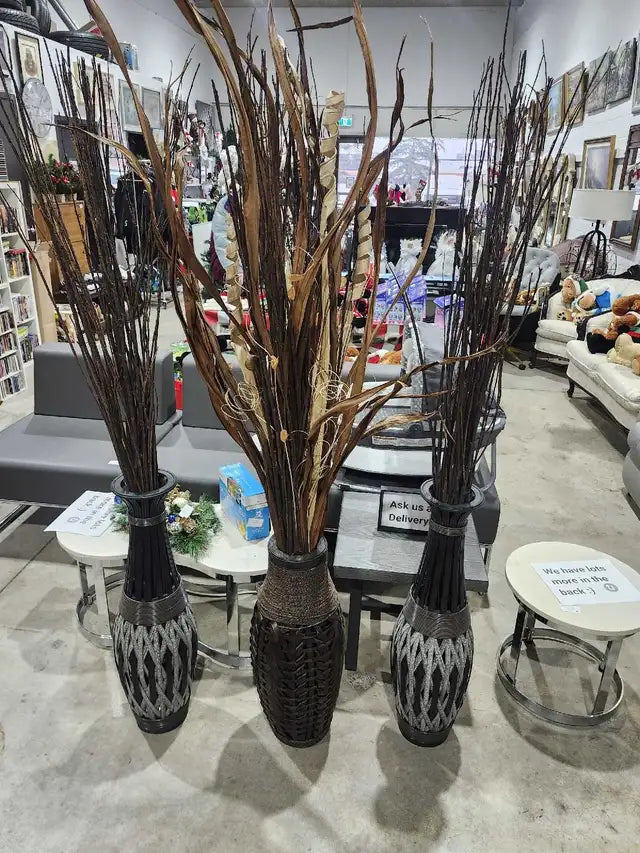 Large Decorative Bamboo Floor Vases - 3 available