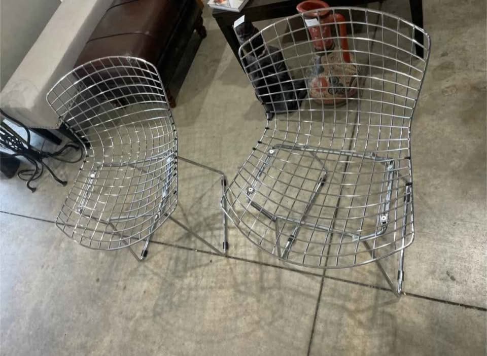 Pair of Modern Wire Mesh Chairs