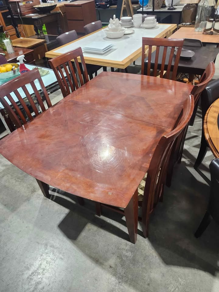 6-Piece Dining Set - Wood Extendable Table & Chairs